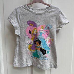 Disney 3T Girls Gray Princess Cinderella Rapunzel Sleeve Tee Shirt Blouse Top